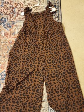 BloomChic Brown Leopard-Print Wide-Leg Jumpsuit